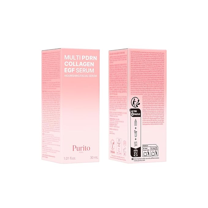 PURITO Multi PDRN + Collagen + EGF Revitalizing Facial Serum | for Glass Skin, Radiance, Elasticity & Hydration | 99% Pure PDRN Complex, Firming & Brightening Booster | Korean Skincare 1.01 fl.oz