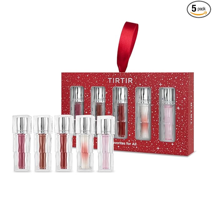 TIRTIR Holiday Lip Stain Gift Set | 12H Lasting Korean Lip Gloss Stocking Stuffers for Women, set of 5