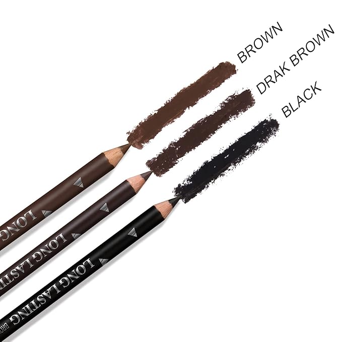 12 Pcs Brown Eyebrow Pencil Eyeliner Makeup，Soft Textured，Easy to Color，Long Lasting，Waterproof Eyebrow Pen for Fills in Sparse Areas and Gaps，Create a Natural Eye Brow