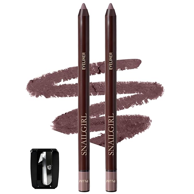 Plum Gel Eyeliner Pencil 2PCS,Smudge-proof Waterproof Long Lasting Plum Eye Liner, High-Pigmented Smooth Creamy Formula for Mature Women, Eyes Makeup Pen Includes Sharpener