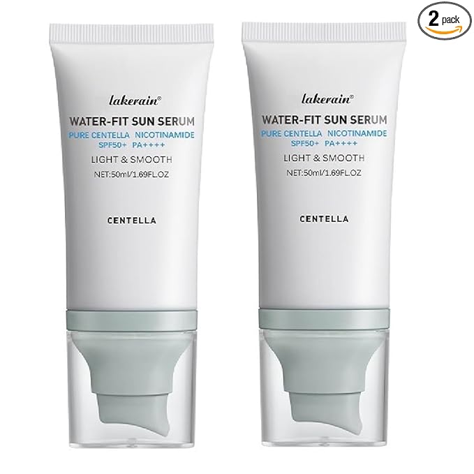 2PCS Centella Sunscreen SPF 50,Face Sun Screen Long-Lasting Protection,Madagascar Sunscreen,NO White Cast - Dry Oily Skincare (Blue)