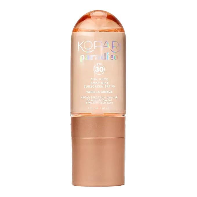 Kopari Paradiso Sun Juice SPF 30 Body Mist – Vanilla Breeze | Clear Non-Sticky Broad-Spectrum Sunscreen Mist, 80-Min Water-Resistant