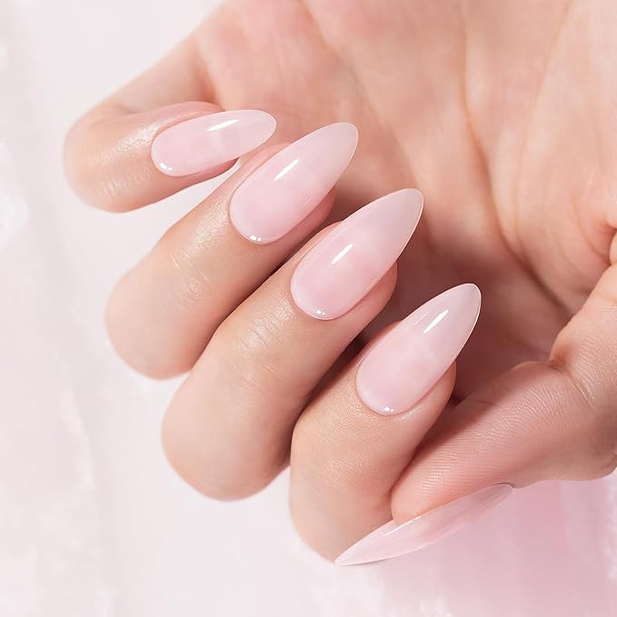 RARJSM Nude Gel Nail Polish Light Milky Peach Pink Neutral Skin Tone Color Sheer Ice Jelly Transparent Pink Nail Gel Polish 15ml Single Bottle Soak off UV LED Cured for Home Salon DIY French Manicure