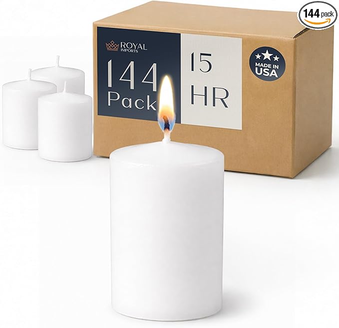 Royal Imports White Votive Candles Unscented Candles for Wedding Centerpieces Pack of 144 Dripless Wax for Parties, Aromatherapy, Devotional, Home Décor, Spas & Holiday Gifts