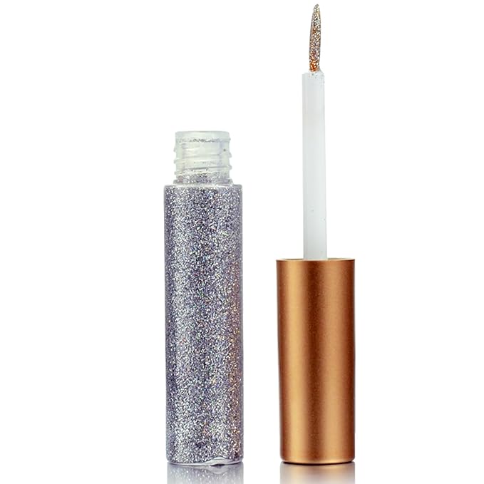 Liquid Glitter-Eyeliner, Shimmer-Water-proof Eye-Glitter Makeup Colorful Eye Liner Liquid Eyeliner (Silver)