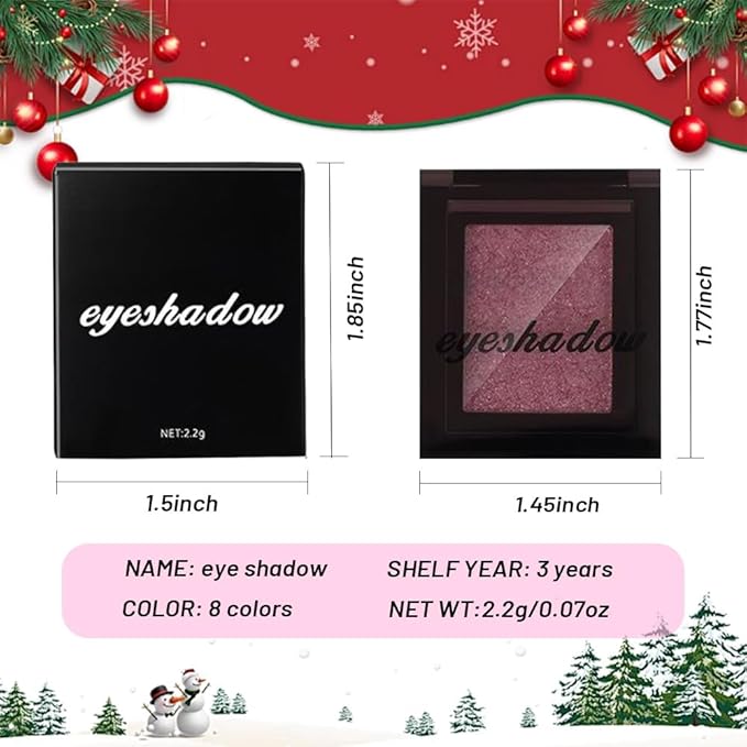 Pressed Single Eyeshadow Makeup,Rose Red Sparkle Highly Pigmented Monochrome Eye Shadow Palette, Waterproof Neutral Powder Mini Eyeshadow, sombras para ojos, Lightweight Blendable,#04