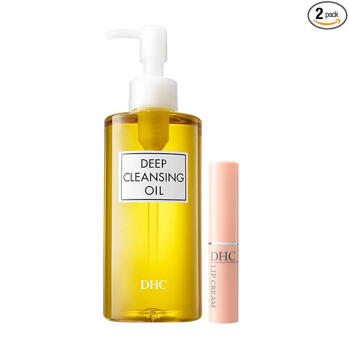 DHC Deep Cleansing Oil and Lip Cream, Facial Cleansing Oil, Makeup Remover, Hydrating, Moisturizing, Soothing, Set, Fragrance and Colorant Free, Ideal for all skin types, 6.7 fl. oz. and 0.05 oz.