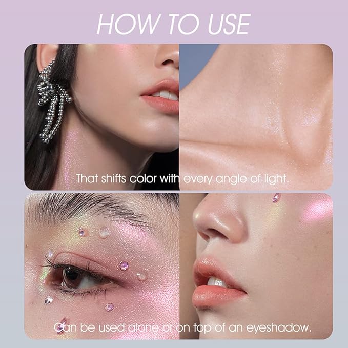 Metallic Liquid Chameleon Eyeshadow, Multi-Dimensional Eye Looks, Long-lasting Holographic Glitter Multichrome Eyeshadows Makeup (#Peacock+#GX013)