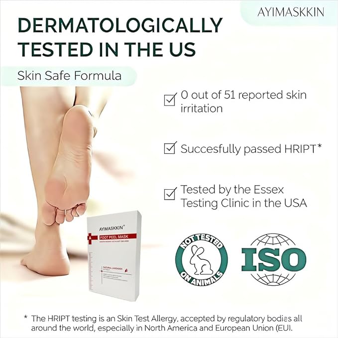 Peeling Foot Mask 5 Pack | Lavender Extract Foot Peel for Dead Skin Removal & Heel Repair | Dermatologically Tested