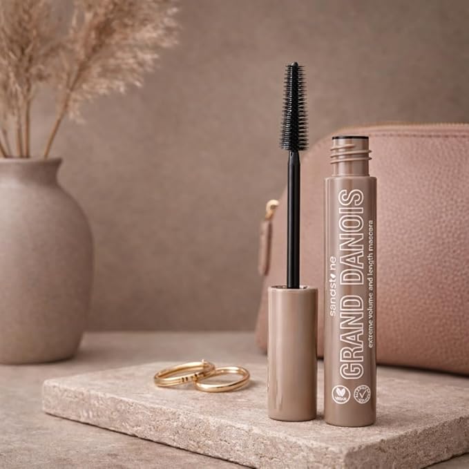 Sandstone Scandinavia Hypoallergenic Mascara for Sensitive Eyes – Black – Smudge-Proof & Sweat-Resistant – Lengthening & Volumizing – Vegan, Fragrance-Free