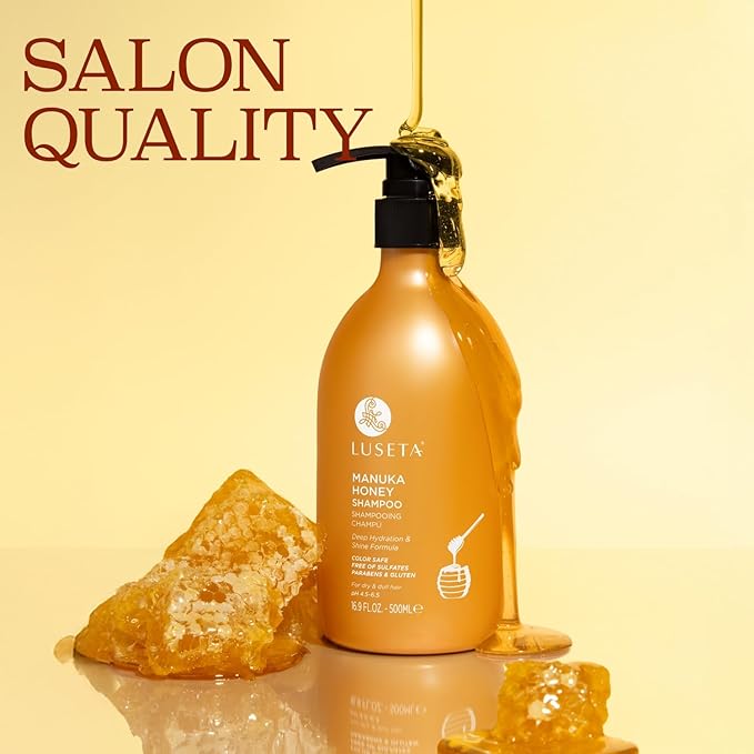 Luseta Manuka Honey Shampoo Moisturizing for Dry Damaged Hair Hydrating Formula Repairs Frizz, Adds Shine for Dull Hair 16.9oz