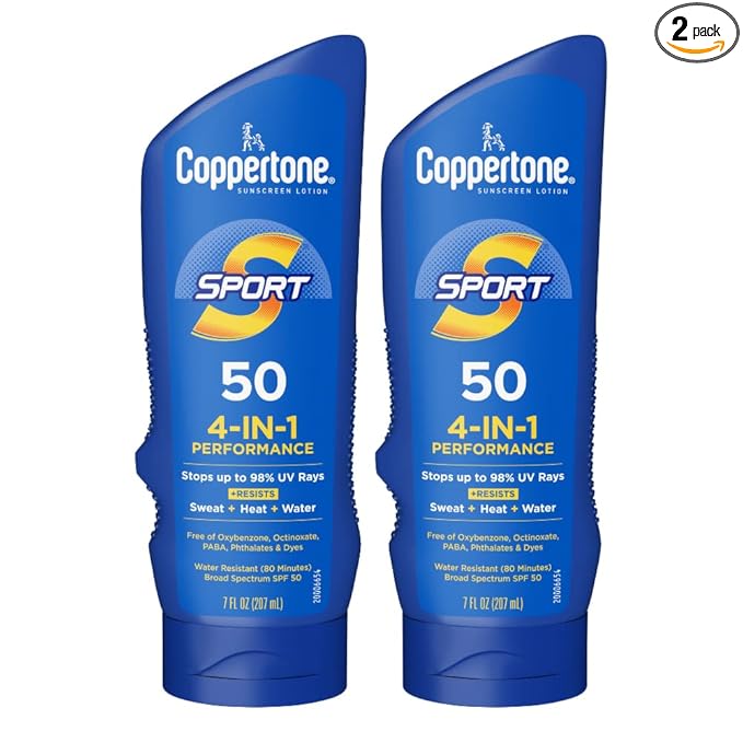 Coppertone Sport Sunscreen Lotion, Broad Spectrum SPF 50 Sunscreen Multi Pack, 7 Fl Oz, Pack of 2