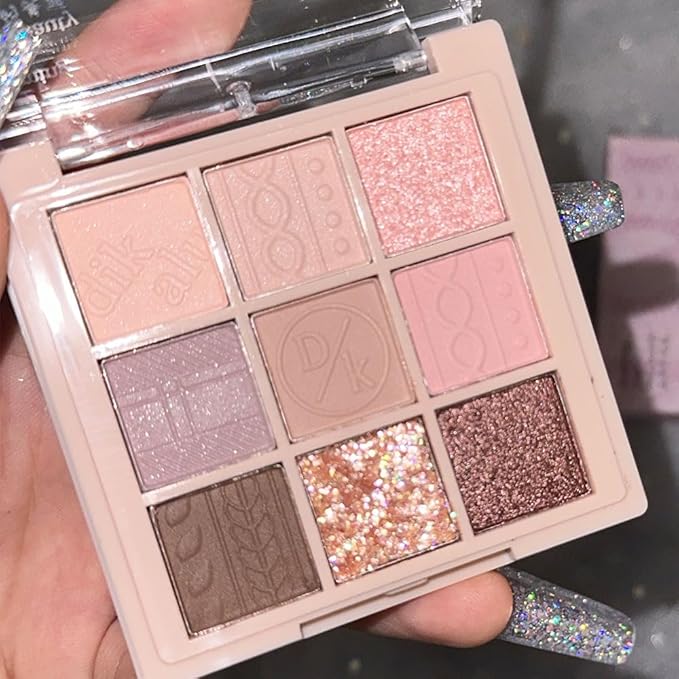 CAKAILA 9Colors Eye Shadow Palette Makeup,Pink Rose Gold Purple Mauve Neutral Travel Eyeshadow Palette Long Lasting Waterproof Naturing-Looking Eyeshadow Palette Travel Size Gift Kit