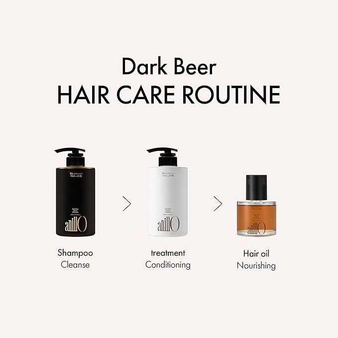 anillO Dark Beer Biome Hair Essence - Strengthening & Nourishing Damage Repair Hair Oil Serum with Biotin, Olive Oil, Beer Yeast &10-type Protein Complex - Vegan, Paraben & Silicone Free 1.69 fl oz