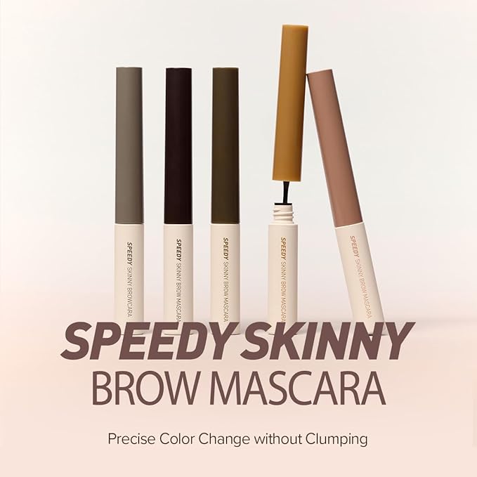 PERIPERA Speedy Skinny Brow Mascara (06 BEIGE ASH), Tinted Eyebrow Mascara with Slim Precision Brush, Clump-Free Natural Brows, K Beauty, Korean Makeup