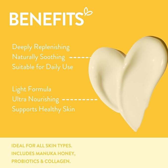 By Nature Manuka Honey + Collagen + Probiotics Day Cream - Nourishing Formula to Soothen your Skin - Skincare from New Zealand - 6.5 oz