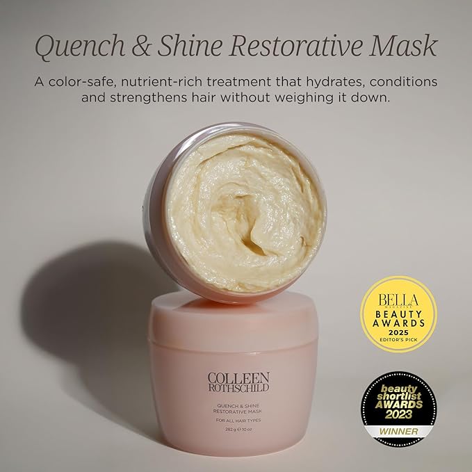 COLLEEN ROTHSCHILD Quench & Shine Restorative Mask | Deeply Nourishing Conditioning Treatment | Color-Safe Formula | Strengthening Hair Repair | Revives All Hair Types (10 fl oz)