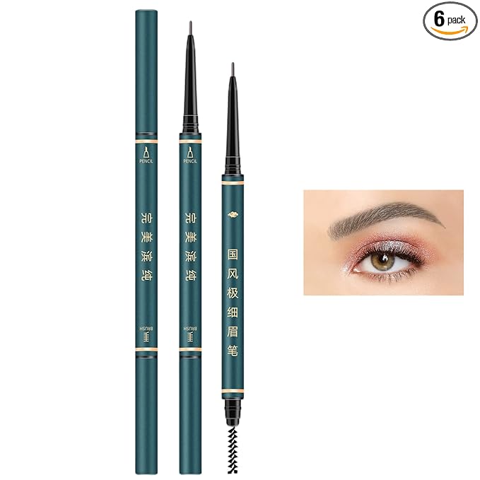 3 Pack of Waterproof Eyebrow Pencil,Professional Makeup Micro Brow Pencil,Brow Kit with Eyebrow Brush and Razor,Ultra-Fine Mechanical Pencil (Black)