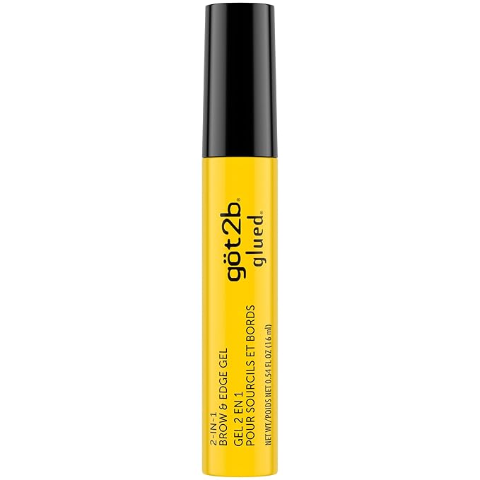Got2B Glued 2-in-1 Brow Gel & Edge Control, 0.54 Fl Oz, Strong Hold Styling Eyebrow Gel and Hair Mascara for Flyaways and Frizz with Castor Oil, Sweat-Resistant with Quick Dry, Clear Finish