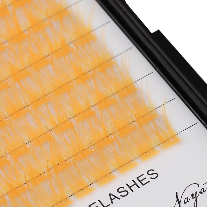 Wide Stem With Various Colored False Eyelashes D Curl Eyelash String 10-20mm Choose Professional Makeup Personal Eyelash String Grafted Eyelash Extension Cluster（Orange-10-12-14-16mm Mixed）