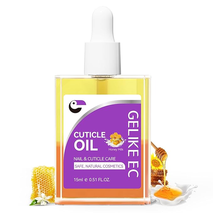 gelike ec Nail Cuticle Oil - Honey Milk Scent Dual Color Nail Moisturizing With Natural Jojoba Vitamin B & E for Nail Bed ＆ Damaged Nails Repair Treatment - Cuticle Cream for Nail Growth and Strength