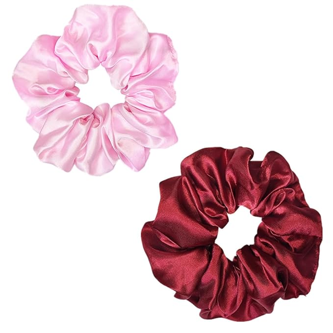 Sufermoe 12 Pcs Satin Silk Hair Scrunchies, Assorted Red, 4.5 Inch Hair Ties for Women Girls