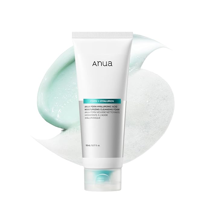 ANUA PDRN Hyaluronic Acid Moisturizing Cleansing Foam, Daily Gentle Face Wash for Dry Skin, Hydrating Facial Cleanser with PDRN, Barrier Repair & Glass Skin, Korean Skincare, 5.07 fl oz.