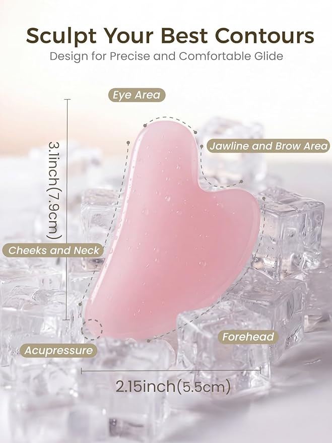Gua Sha Facial Tools, Guasha Tool for Face Acupuncture Therapy Trigger Point Treatment, Gua Sha Scraping Massage Tool (Pink)