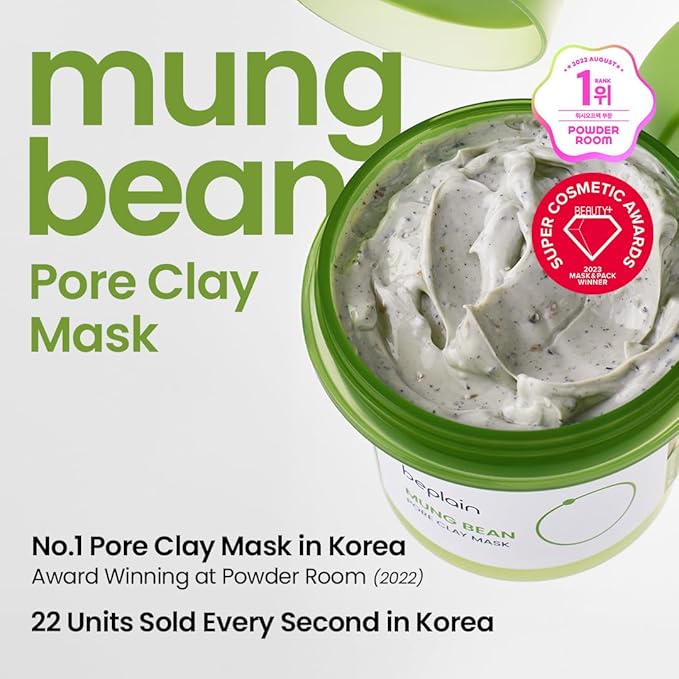 beplain Mung Bean Pore Clay mask | Blackhead Removal | Pore Cleansing Wash Off Pack | Korean Mud Mask (4.05 fl oz /120ml)