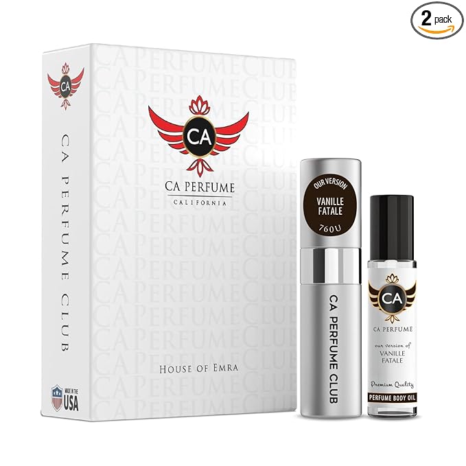 CA Perfume Duo Impression of Vanille Fatale For Women And Men Perfume Layering Set Long Lasting Travel Size EDP + Body Oil Roll-On Bottle 0.27 Fl Oz+0.33 Fl Oz