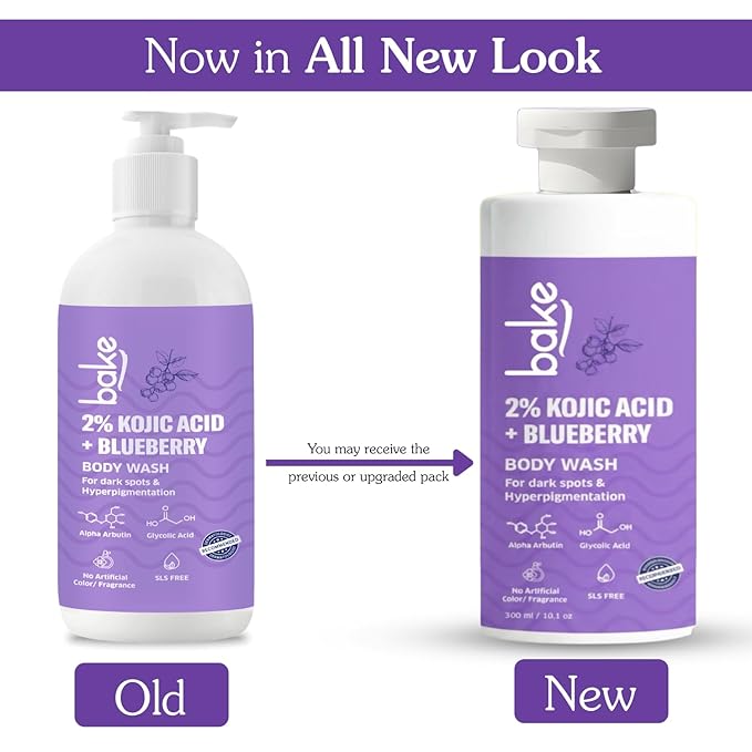 BAKE 2% Kojic Acid Body Wash for Pigmentation & Tan Removal with Glycolic Acid & Alpha Arbutin | For Dark Knees & Elbows | Dark Spots & Sun Damage | 250ml