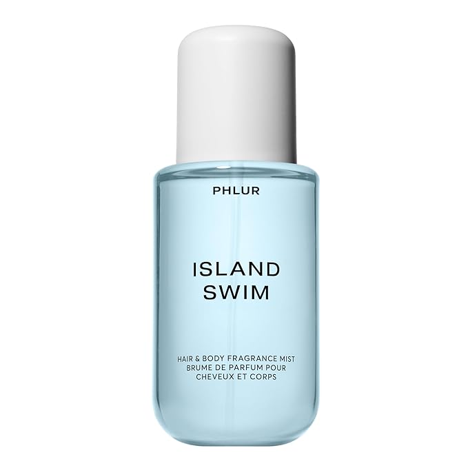 PHLUR Island Swim Body Mist, 8 Fl Oz - Hair and Body Perfume, Tropical Citrus Coconut Body Spray with Bergamot, Plumeria & Sandalwood Fragrance