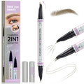 Eyebrow Pencils for Women, 30° Curved Magic 2 in 1 Eyebrow Pen Pro, Waterproof Eye Brow Pen with 2 Tips, Microblading Brow Pencils for Precise Hair Like Strokes, Last All Day Makeup (Light Brown)