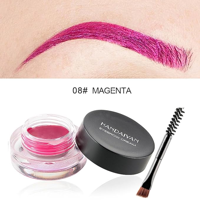 12 Colors Eyebrow Pomade Full-pigmented Long Lasting Waterproof Eyebrow Cream Gel Filling & Shaping Tinted Eyebrows Enhancers with Brush for Daily or Cosplay (08 Magedta)