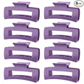 TOCESS Hair Claw Clips for Women - 8PK Large Neutral Matte Square Jumbo Hair Clips for Thick, Thin, Long, Short, Curly Hair Girls, Big Jaw Clip Set for Daily Use(Violet Purple)