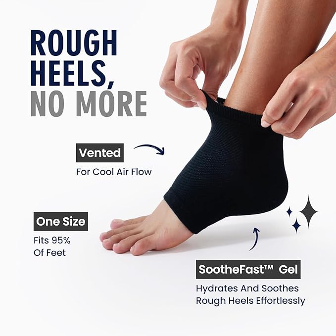 Dr. Frederick's Original Moisturizing Heel Socks for Dry Cracked Heels Treatment - Infused with Olive Oil, Jojoba Oil and Vitamin E - 2 Pairs - Self Care Gifts for Women & Men - Black Argan