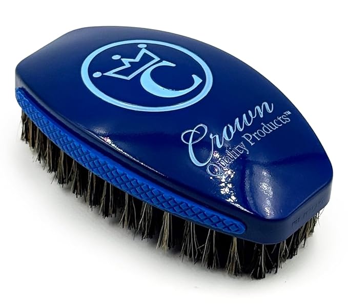 New BLU MAGIC - 360 Wave brush, MEDIUM Mixed Boar Bristle Hairbrush - Non-Slip Rubber Grips, Waterproof Design, Indestructible body, Debossed logo, High Gloss Finish - The Ultimate 360 Wave Brush