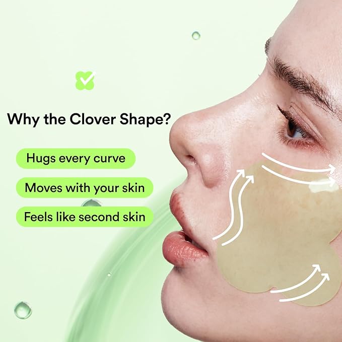 Skit Calming & Repairing Face Gel Patch, Azulene & Cica Clover Mask for Instant Redness Soothing & Pore-Area Comfort, Skin Barrier Support, K-Beauty, 4 Sets (8 Patches)