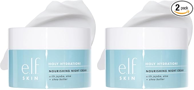 e.l.f. SKIN Holy Hydration! Nourishing Night Cream,Ultra-Hydrating Moisturizer,Infused with Shea Butter,Soothes Skin,1.76 Oz (Packaging May Vary),(Pack of 2)