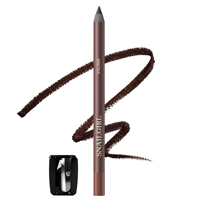 Brown Gel Eyeliner Pencil for Mature Eyes, Smooth Glide, No Tugging or Pulling for Soft & Natural Look, Waterproof Smudge-Proof Long-Lasting with Sharpener