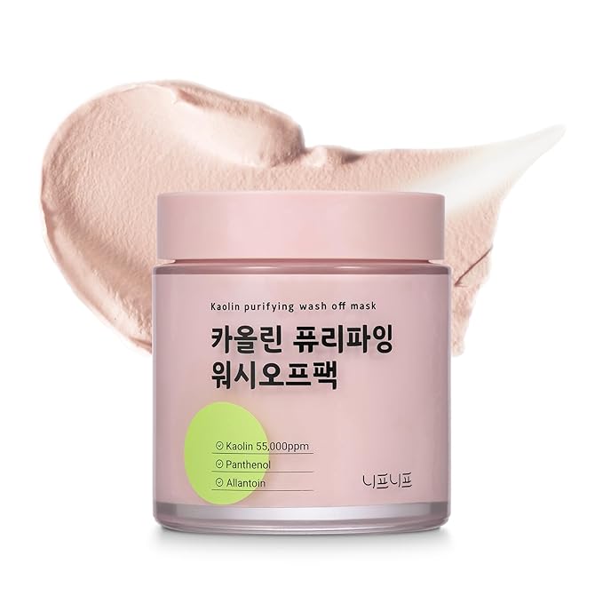Kaolin Purifying Wash Off Pack, Pore Cleansing Mask for Dry Sensitive Skin, Softening and Hydrating, Korean Skincare (3.88oz / 110g)