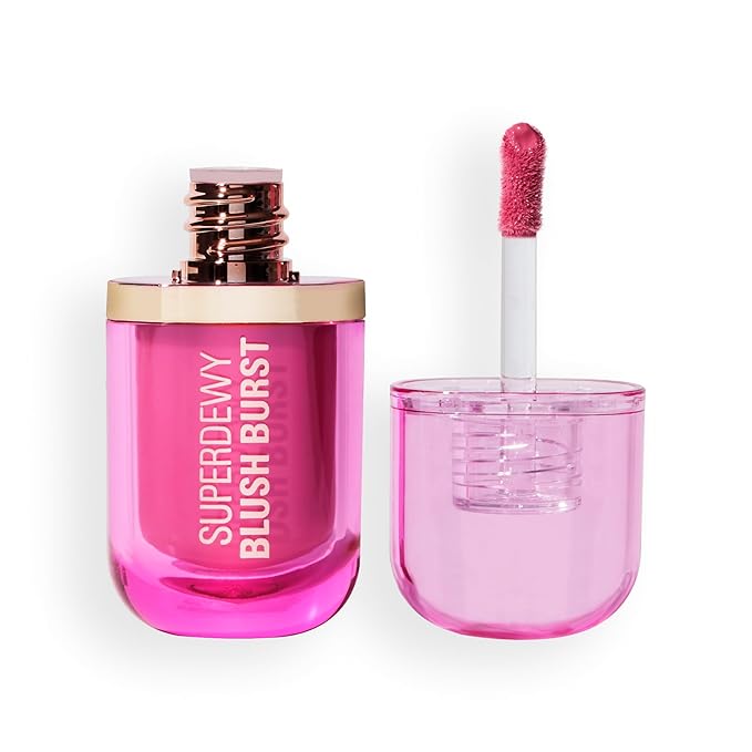 Revolution, Superdewy Liquid Blush Burst, Buildable Color for Cheek, Serum Formula with Peptides & Hyaluronic Acid, Vegan & Cruelty-Free, Bubblegum Burst Pink, 0.14 oz