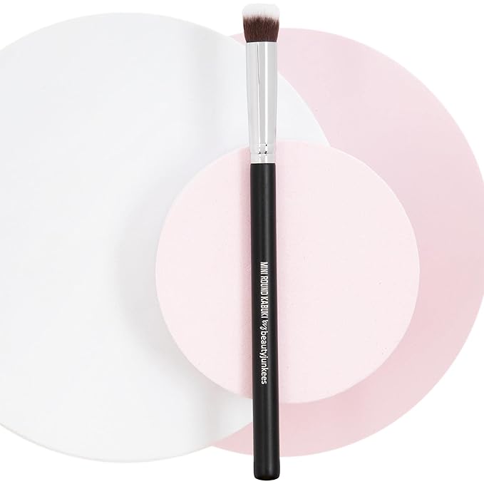 Mineral Powder Eyeshadow Makeup Brush – Small Mini Round Top Kabuki, Synthetic Dome Smudge Eye Shadow Brushes for Blending Smoky Eye, Setting Concealer Liquid Cream Cosmetics, Cruelty Free