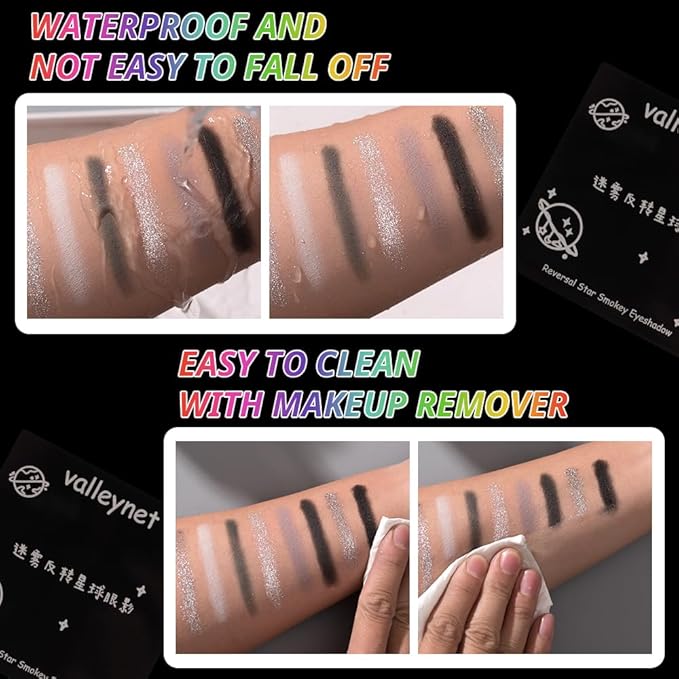 URQTt Eyeshadow Palette Set - Rich Colors Eye Makeup Kit, Black, Blue, Green, Purple Eyeshadow Shades, Natural Nude Matte Shimmer Glitter Naked Eye Shadow Pallete Set (Reversal Star Smokey)
