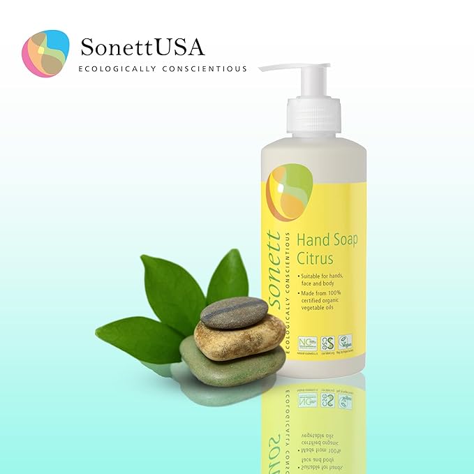 Sonett Organic Hand Soap Citrus 10 fl.oz Body Care suitable for hands, face and body (1 Count) Certified Organically Grown