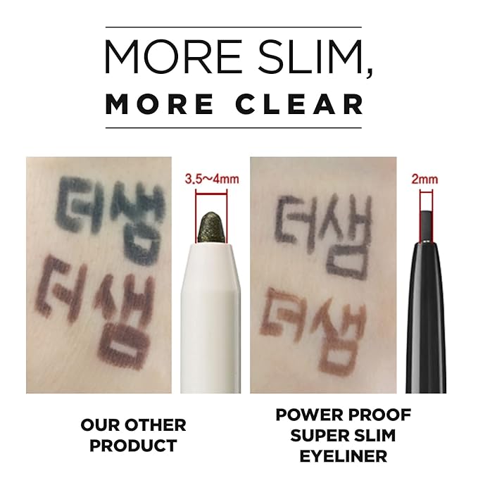 THESAEM Eco Soul Powerproof Super Slim Eyeliner - Smudge Proof Gel Eyeliner - Micro Precision Tip (2mm) - Highly Pigmented & Long-lasting Eye Makeup Glides on Smoothly, 0.1g (BR03 Teddy Brown)