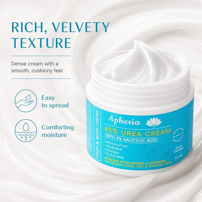 Urea Cream 40 Percent for Feet Maximum Strength w/ Vitamin E & 2% Salicylic Acid, Non-Greasy Formula Foot Cream for Summer Dry Cracked Heels - Intense Moisturizer Callus Remover for Hands, Foot, Body