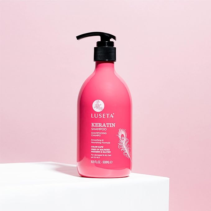 Luseta Keratin Shampoo for Dry Damaged Hair, Smoothing & Nourishing for Color Treated Hair Color Safe Anti Frizz for Men and Women 16.9 Oz
