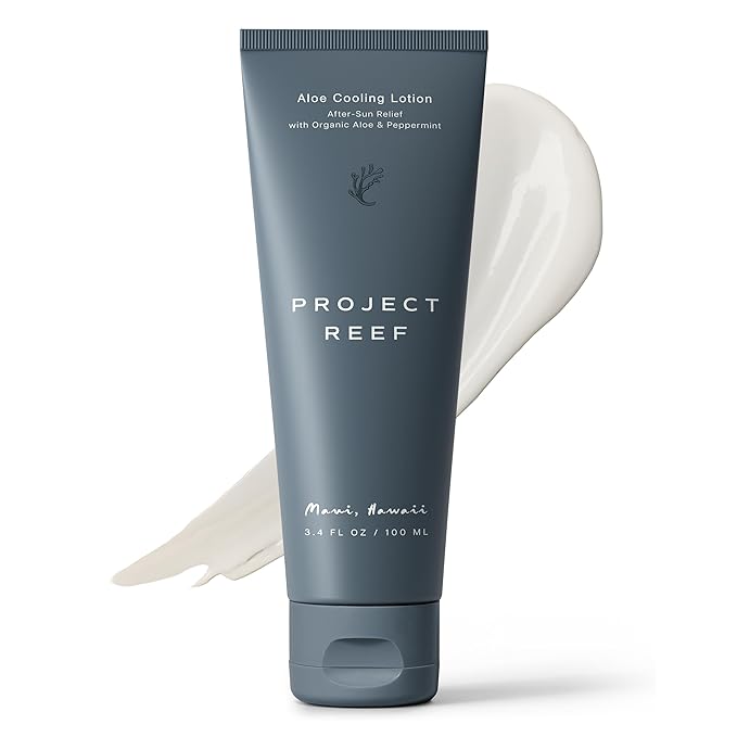 Project Reef After Sun Cooling Lotion w/Organic Aloe Vera, Peppermint, Shea Butter, Vitamin E - Natural Vegan Sunburn Relief, Aftersun Care