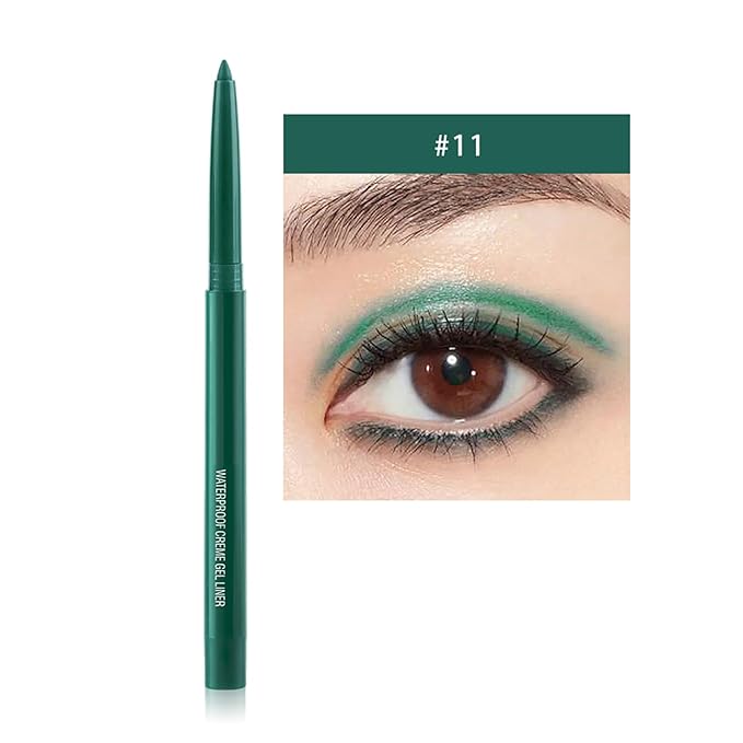Eyeliner Pencil, Waterproof Eyeliner Long-lasting, Green Eyeliners, High-Pigmented Colorful Eyeliners Easy To Use Eye Liner Pen for Women, Green